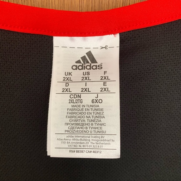 Men’s 2XL VTG ADIDAS Reversible Basketball Practice Jersey Tank Top Black Red EC - Picture 9 of 12